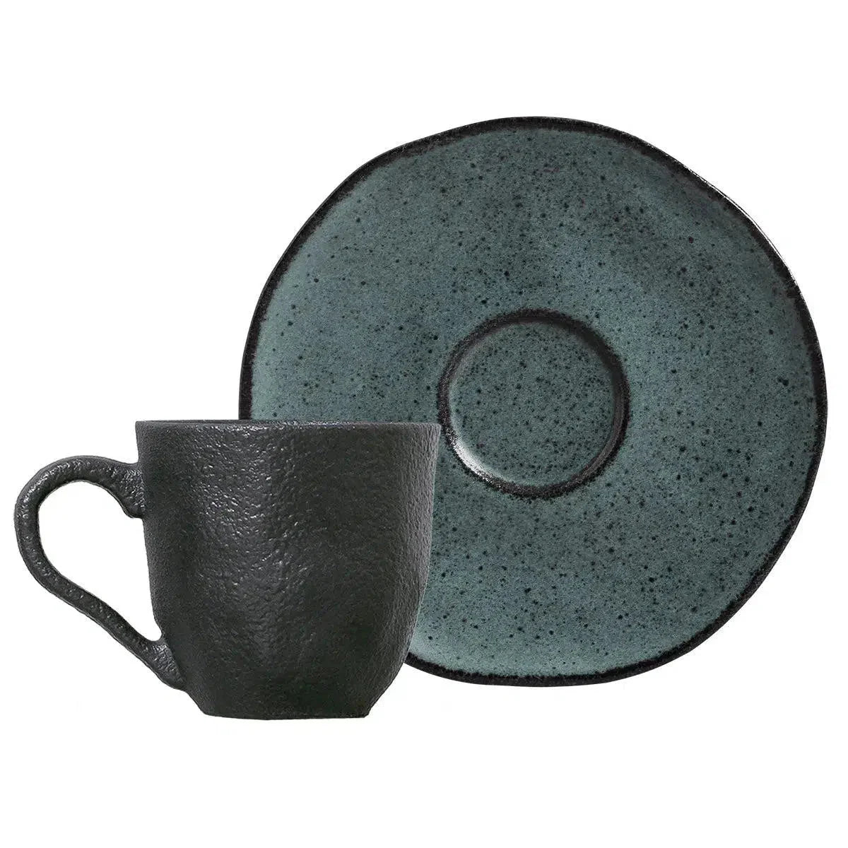 Jogo 6 Xícaras de Café Stoneware Orgânico Petroleum/Night Sky 120ml Porto Brasil
