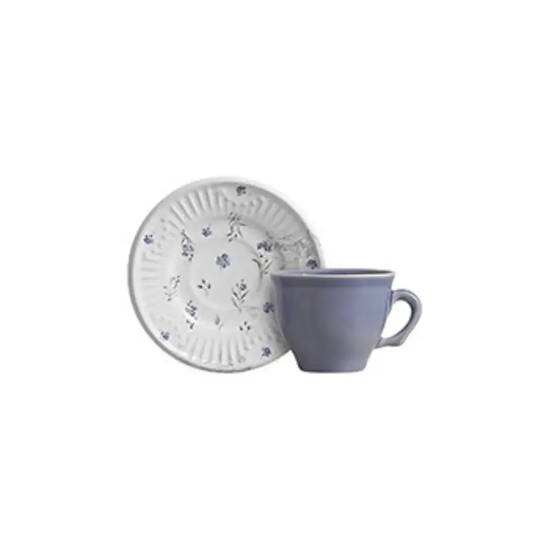 Jogo 6 Xícaras de Café com Pires Cerâmica Provence 100ml Scalla