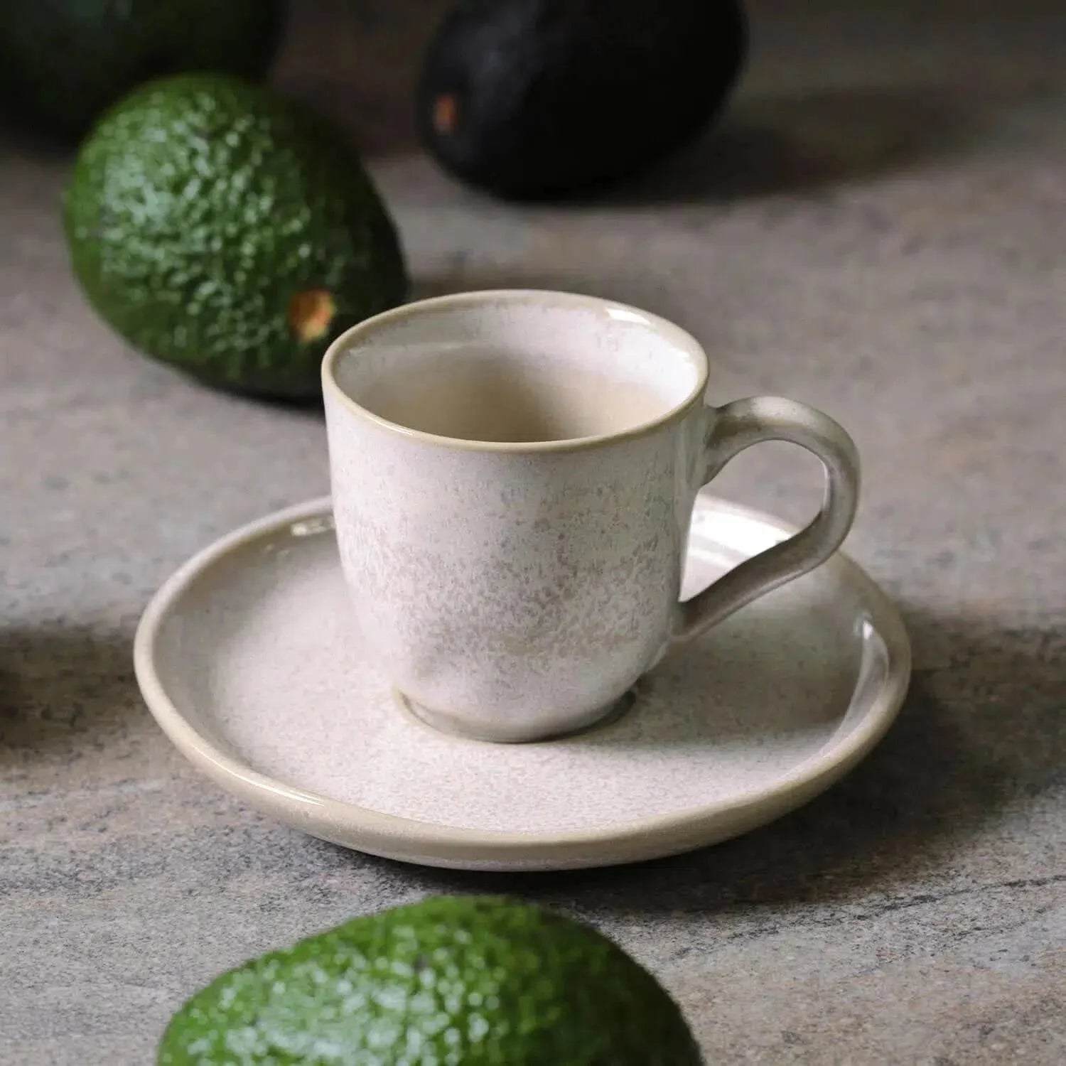 Jogo 6 Xícaras de Café com Pires Stoneware Bio Latte 120ml Porto Brasil
