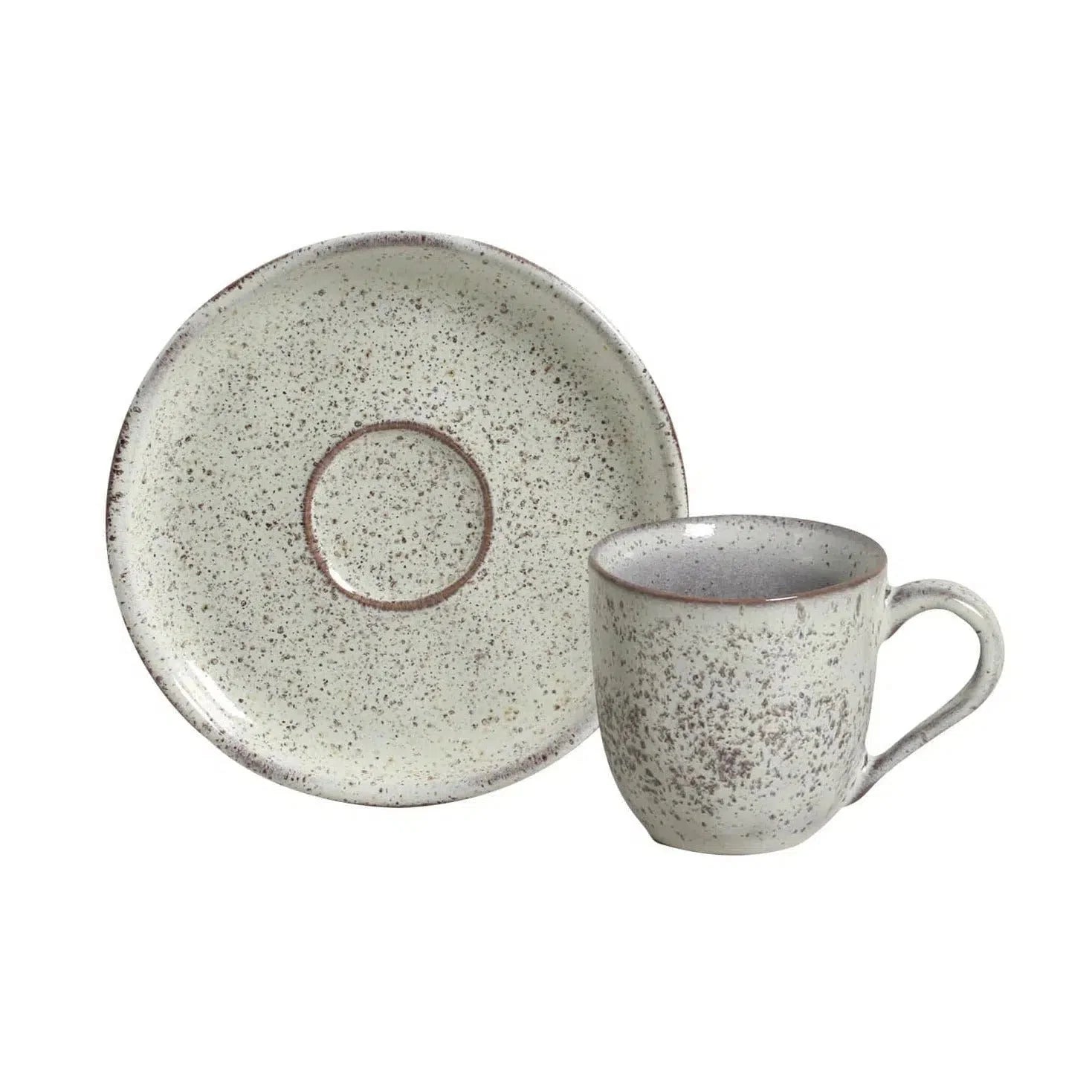 Jogo 6 Xícaras de Café com Pires Stoneware Bio Pistache 120ml Porto Brasil