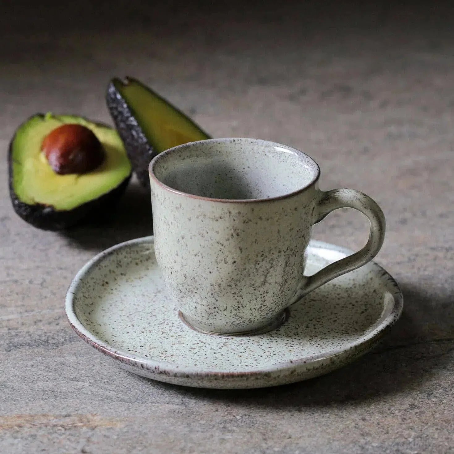 Jogo 6 Xícaras de Café com Pires Stoneware Bio Pistache 120ml Porto Brasil