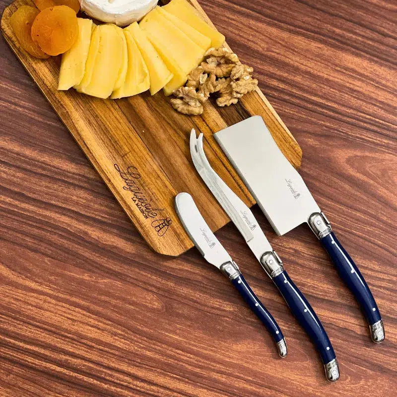 PRÉ-VENDA: Kit com 3 Facas para Queijo Luxo Azul Marinho Laguiole La Maison