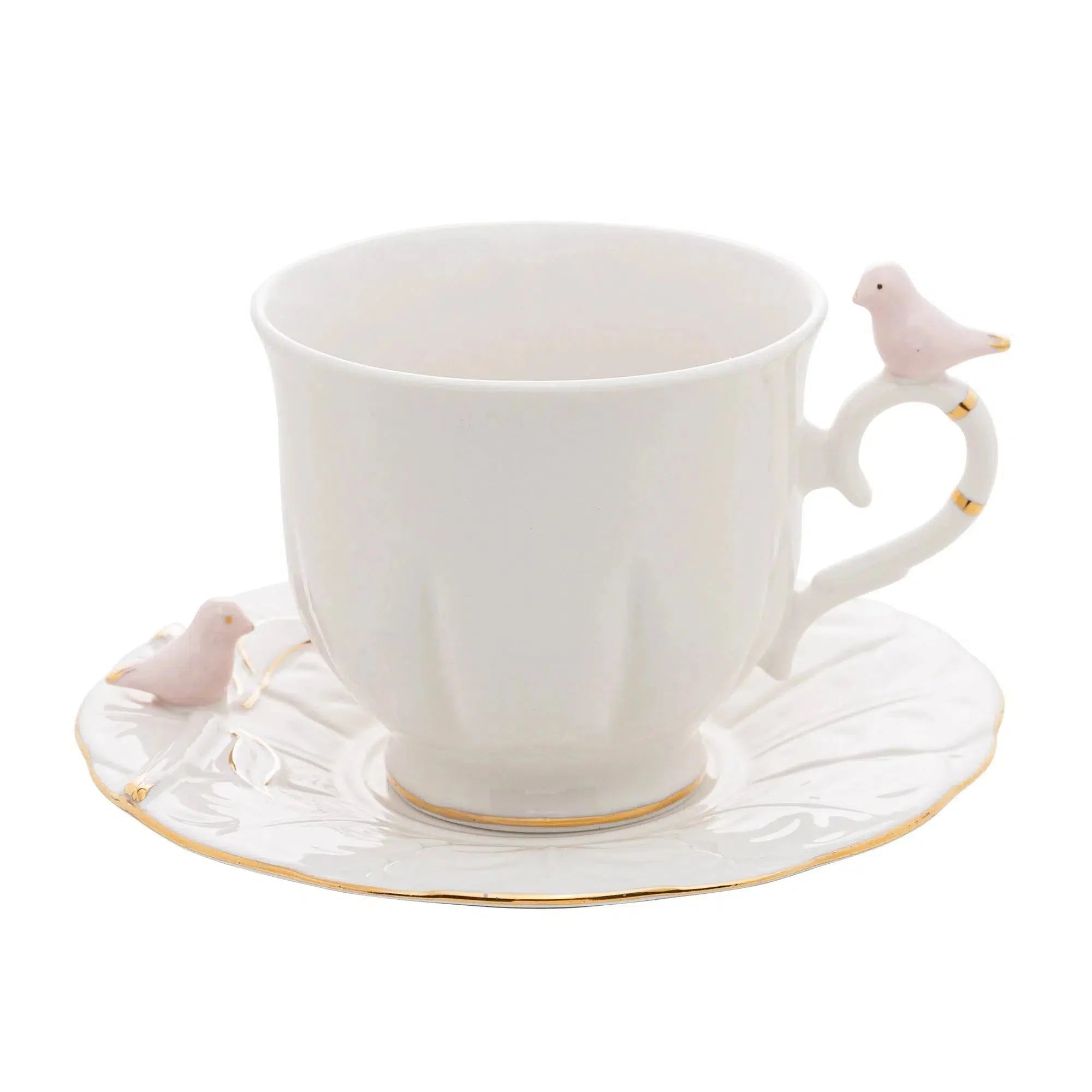 Kit com 4 Xícaras de Chá em Porcelana Birds Colors 200ml