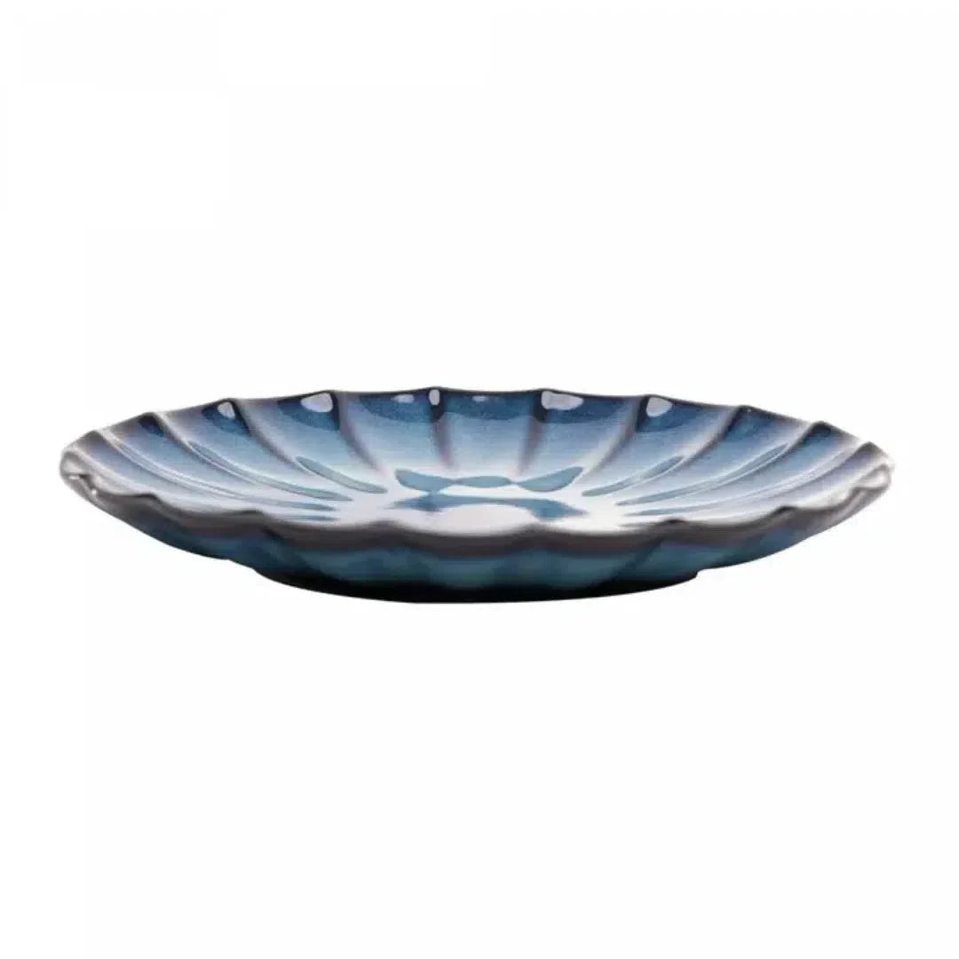 Kit com 6 Pratos de Sobremesa Cerâmica Scallop Azul 21cm