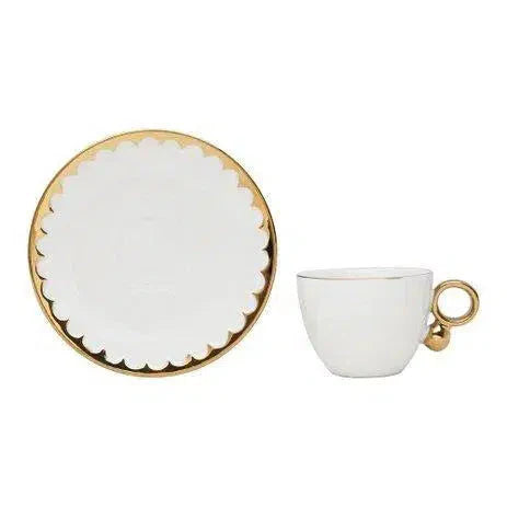Kit com 6 Xícaras de Café Com  Pires Porcelana Egg 90ml