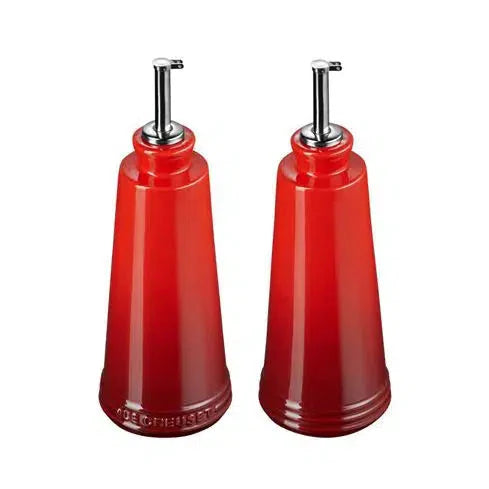 Kit com Porta Azeite e Vinagre Cerâmica Vermelho 300ml Le Creuset