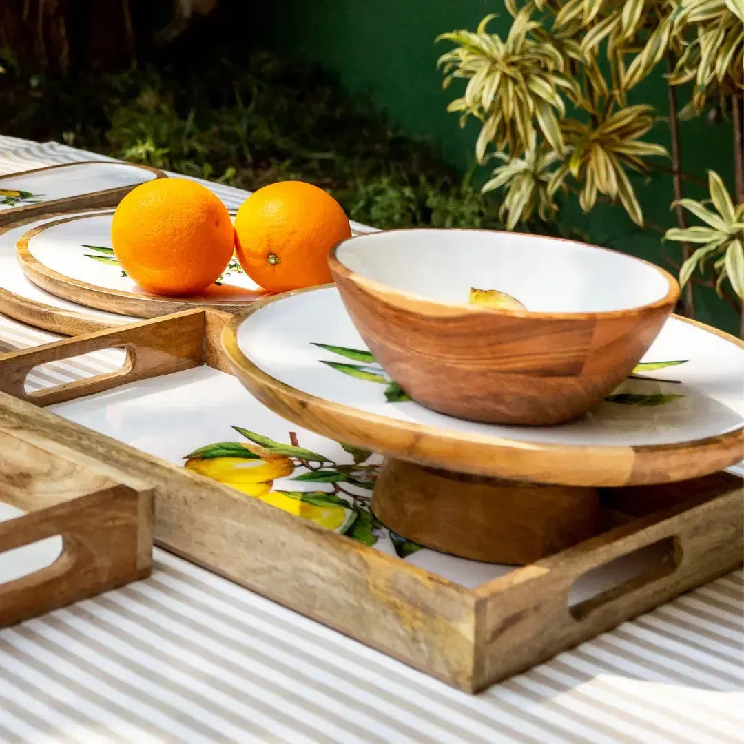 Bandeja Grande Retangular Madeira Toscana Bahali 40cm