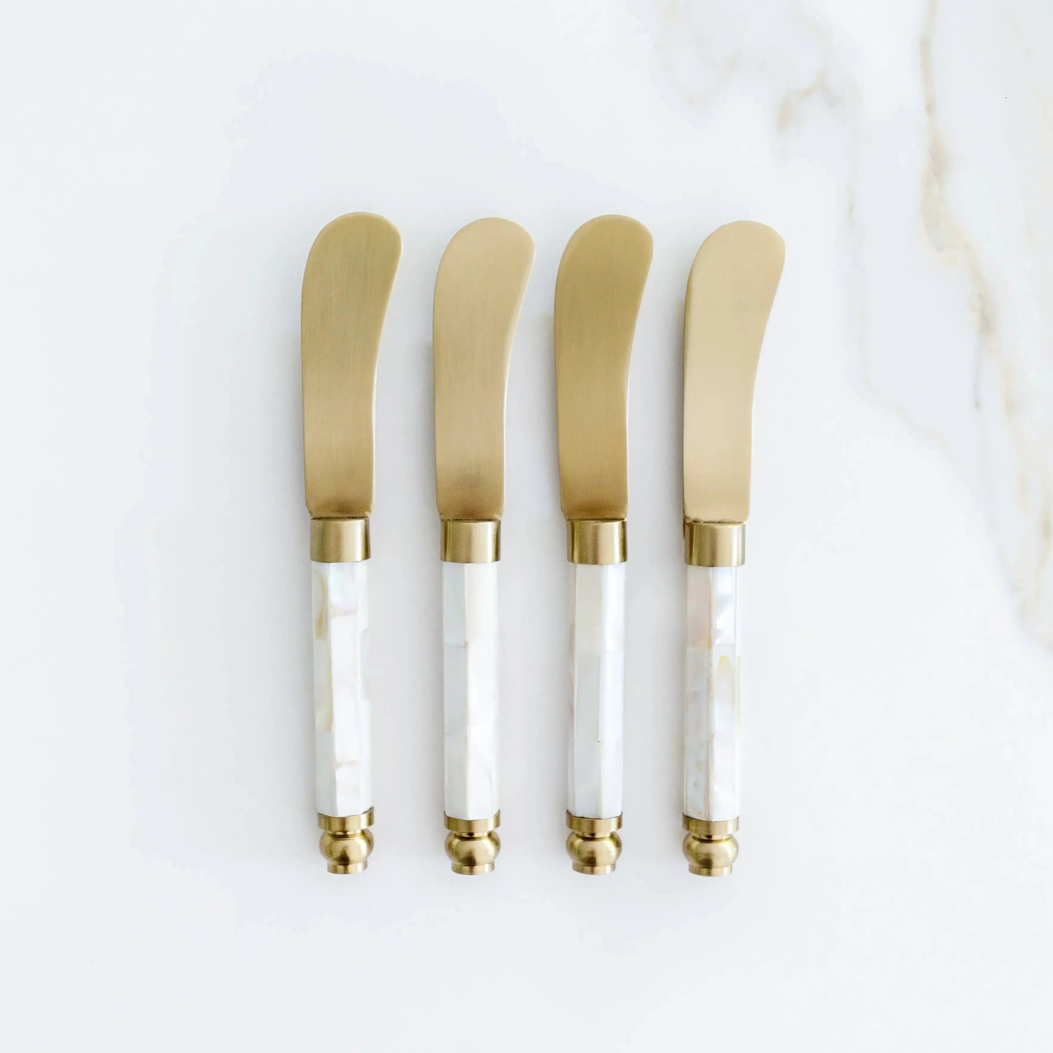 Conjunto 4 Espátulas Patê Madrepérola Branco