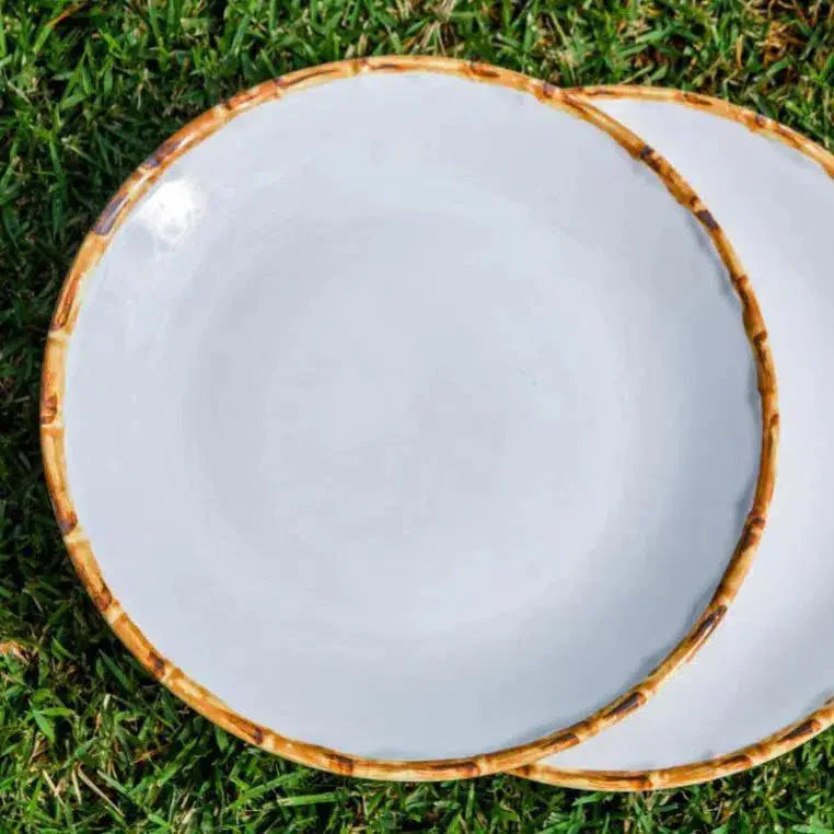 Jogo 6 Pratos Rasos Cerâmica Bambu 27cm Scalla