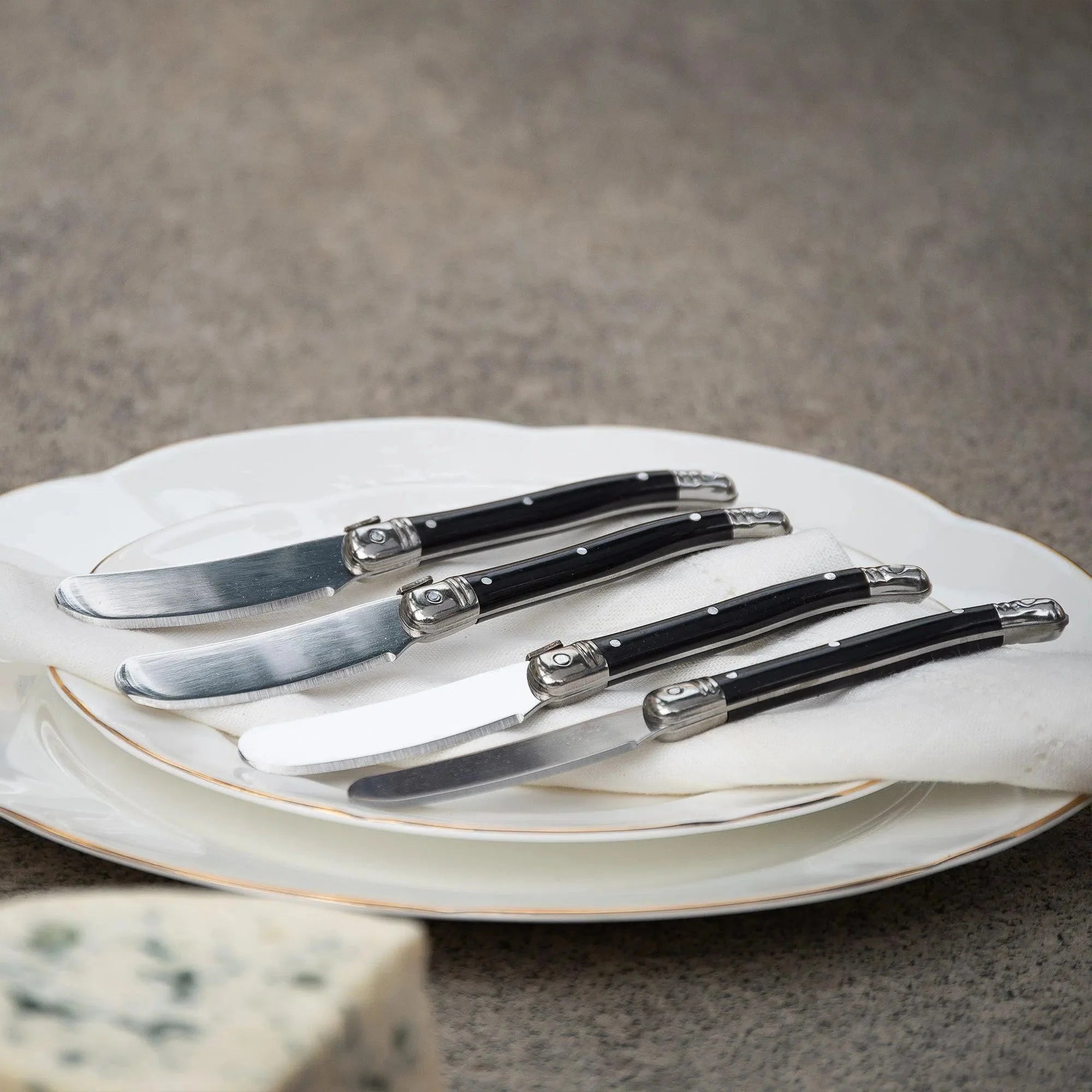Kit com 4 Espátulas para Patê Luxo Preto Laguiole La Maison