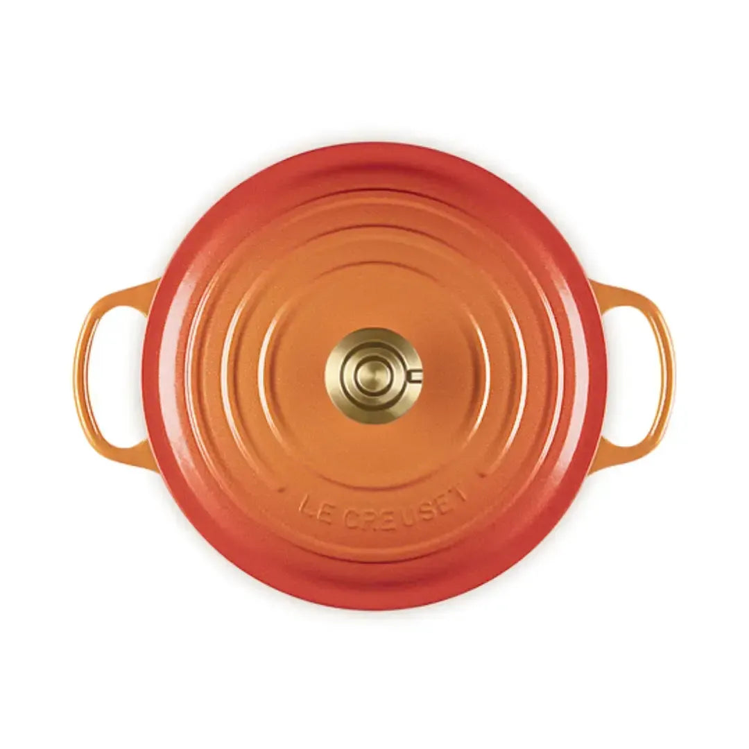 Panela Le Creuset Redonda Signature Flamme Dorée com Pegador Dourado 2,4L 20cm