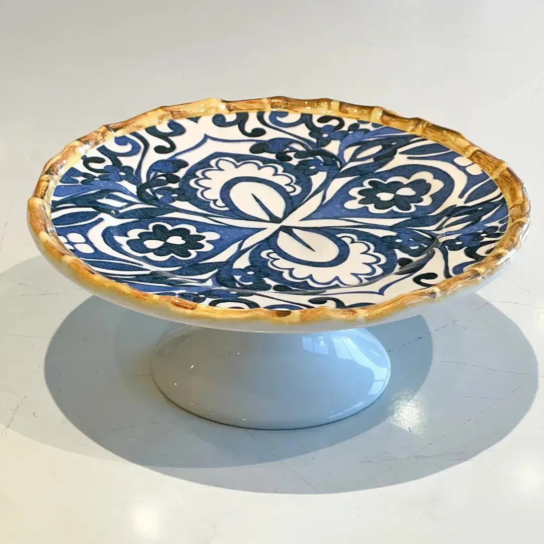 Porta Petit Four Cerâmica Dolce Mare Azulejo Português Azul 8x20cm Maison Blanche