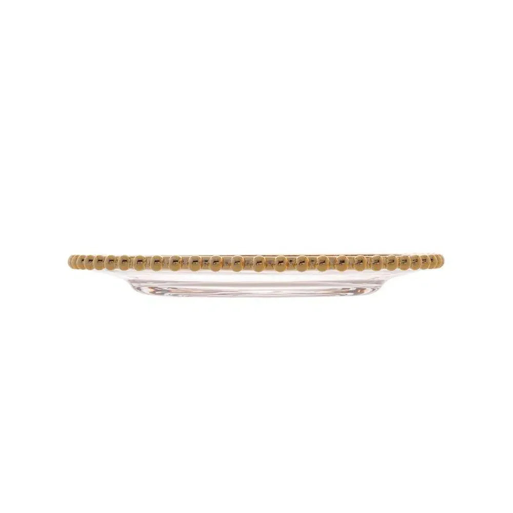 Prato de Sobremesa Cristal Pérola Borda Dourada 20cm Wolff