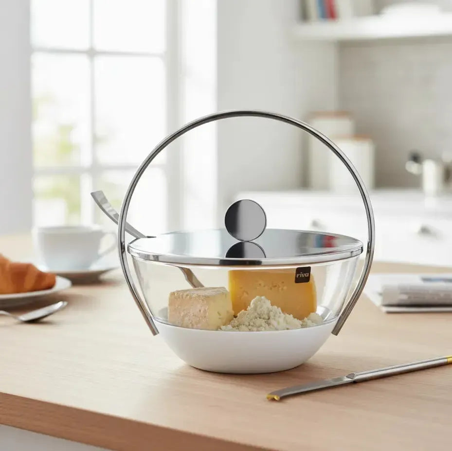 Queijeira Milena Inox com Colher e Tampa Riva