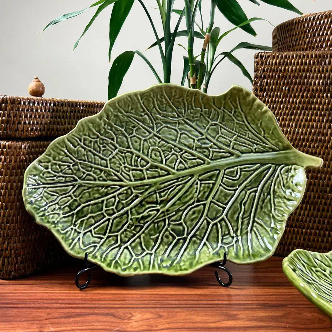 Travessa Média Cerâmica Couve Verde Cobre Scalla
