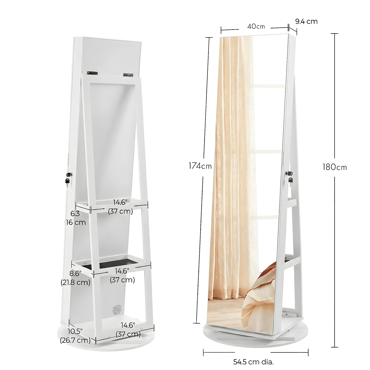 Camarim Porta-Joias 360° com LED