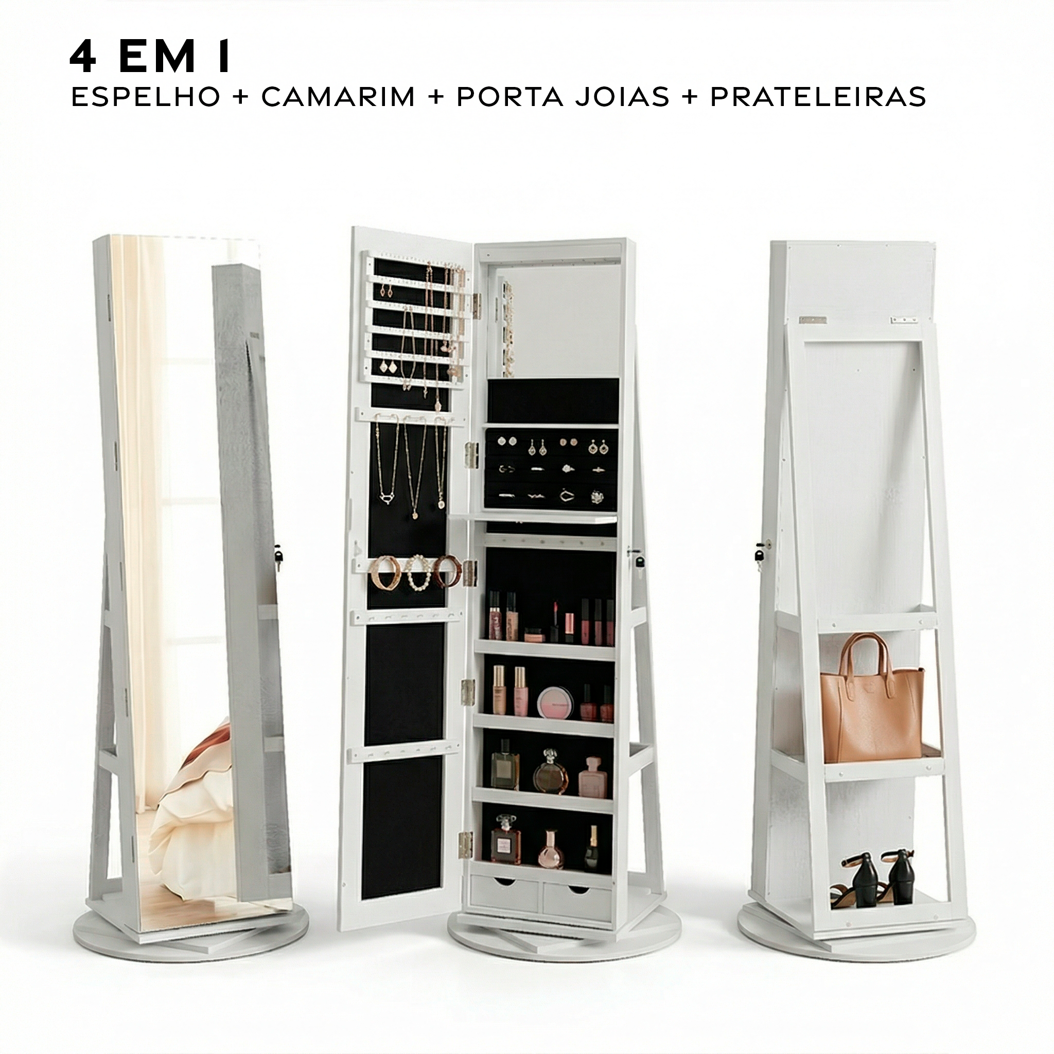 Camarim Porta-Joias 360° com LED