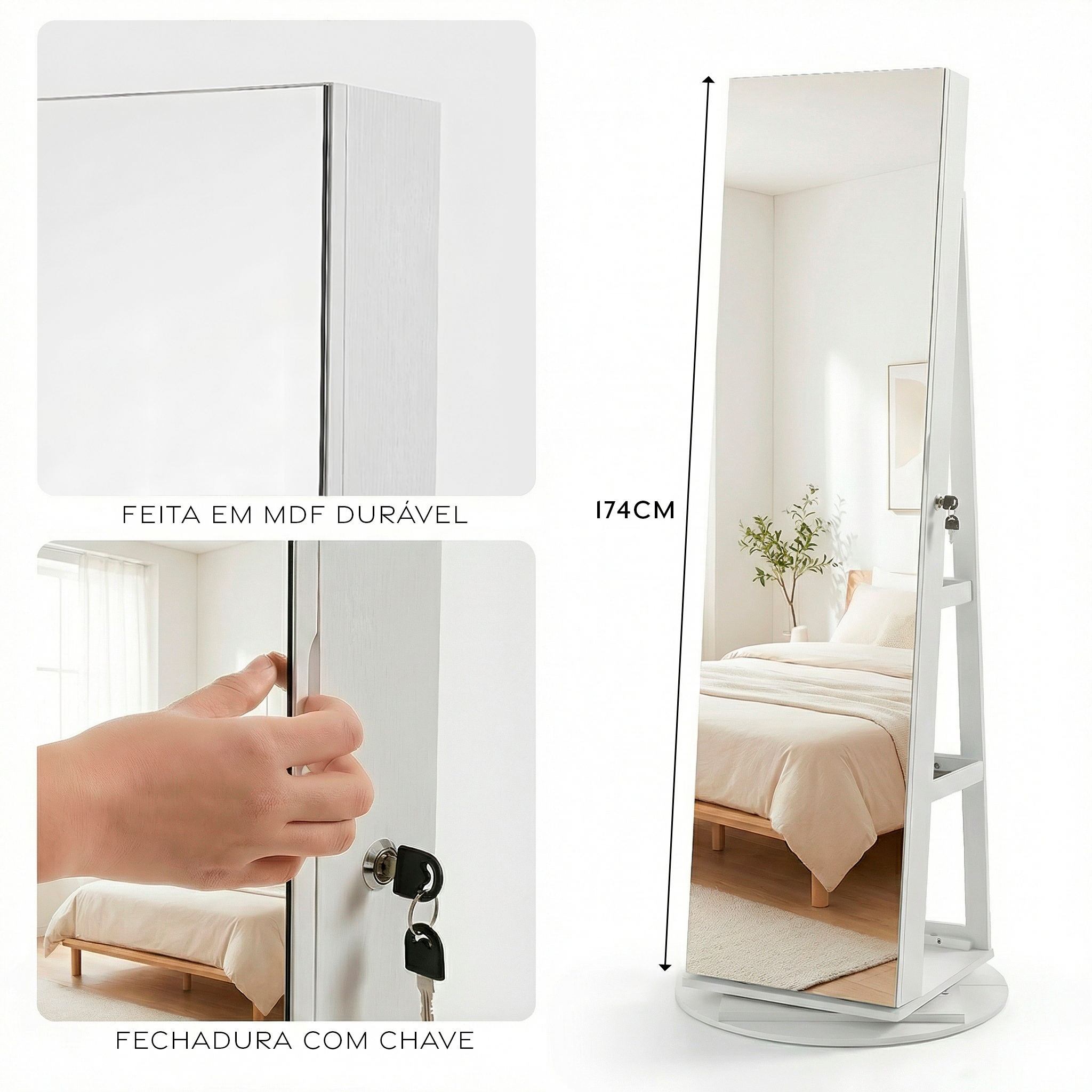 Camarim Porta-Joias 360° com LED